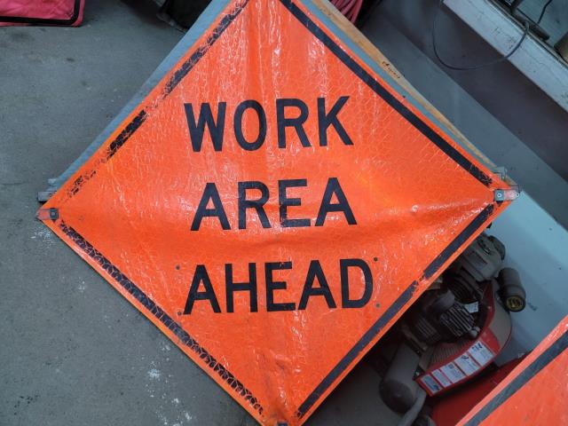 Rental store for sign rollup work area ahead in Eastern Oregon