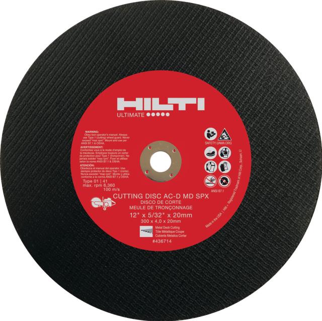 Used equipment sales hilti cutting disc 12 inch x5 32 inch x20 md spx in Eastern Oregon