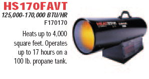 Rental store for heater prop fa 125 170k btu in Eastern Oregon