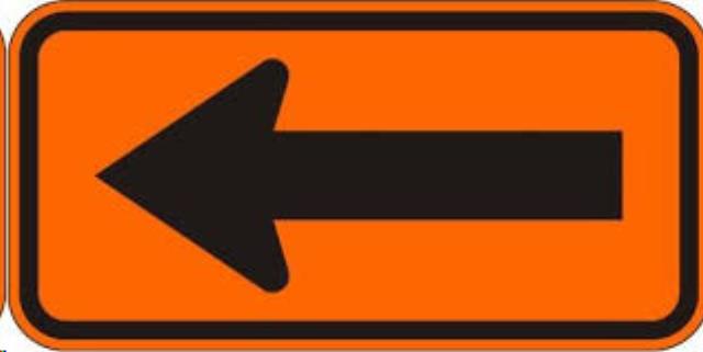 Rental store for sign arrow black orange background in Eastern Oregon